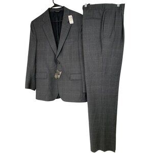NWT Jos A Bank Travelers Gordon Black Plaid Wool Suit 42R / 37 RY10371 $695